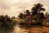 Henry Hillier Parker Canvas Paintings - Across The Ford